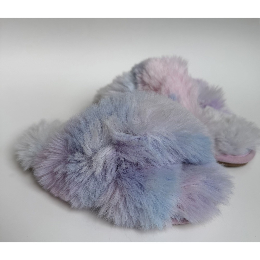 J. Crew Crewcuts Toddler Girls Faux Fur Slipper Slides Pastel Soft Fuzzy Size 11